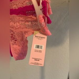 Juicy Couture rhinestone accent lace thongs !!